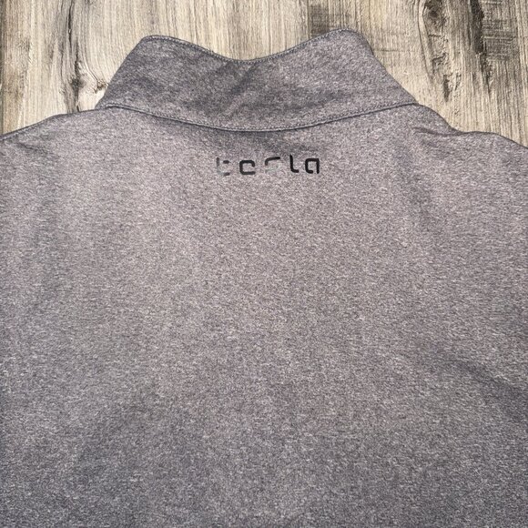 TESLA Mens 1/4 Zip Pullover Long Sleeve Shirt Athletic Quarter Zip L Shirt Gray - Picture 3 of 5